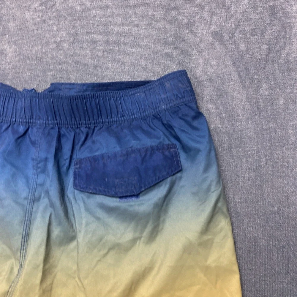 Corona Board Shorts Mens Large Blue Yellow Ombre Fade Mesh Lined Mid Rise Beach